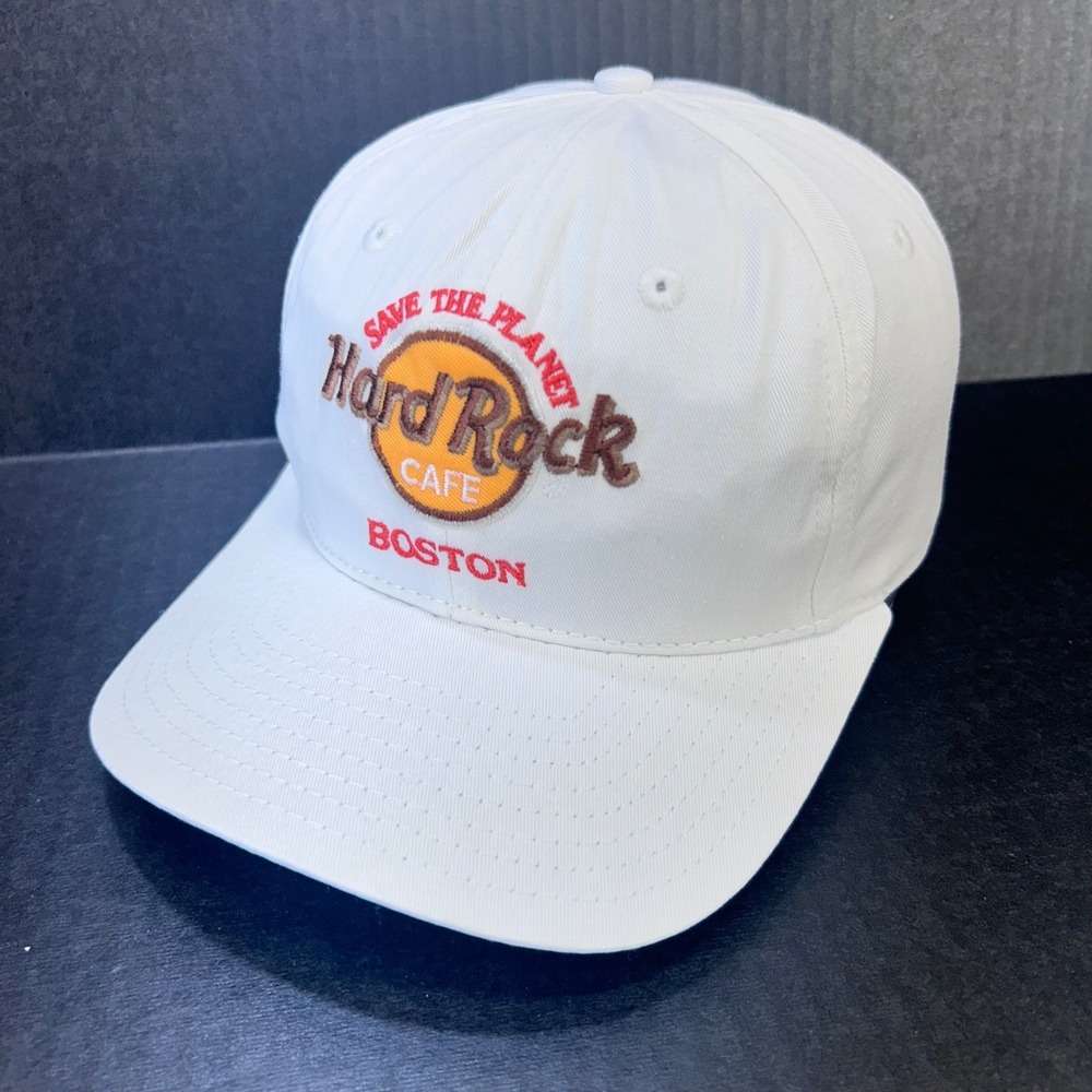 Save The Planet Mens White Hard Rock Cafe Hat Boston Snapback OS